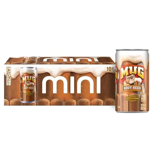 Mug Root Beer Soda, 7.5 Ounce Mini Cans, 10 Pack