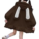 Lolita Dress Kawaii Soft Plush Hoodie Coats for Women Teens Girls Rabbit Bunny Ears Long Sleeve...