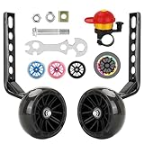 FOLLOKE Training Wheels for Kids Bike, Flash BIKE Training Wheels for 14 16 18 20 Inch, Heavy Duty Bicycle Training Wheels for Single Speed Bike-Black