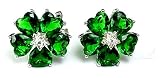 E7927 & P7927 Mt. St. Helens Helenite Heart Shape Floral Sterling Silver Clip-On Earrings and Matchi