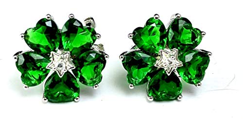 E7927 & P7927 Mt. St. Helens Helenite Heart Shape Floral Sterling Silver Clip-On Earrings And Matching Pendant #TOP29