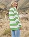 Zeagoo Women 2026 Winter Oversized Sweater Crew Neck Long Sleeve Color Block Pullover Rib Knit Blouse Tops White Green Striped Medium