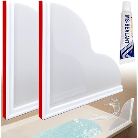 KOMOHOM Shower Corner Water Guard, Large Size Tub Shower Water Guard, Shower Splash Guards,Bathtub Splash Guard Self-Adhesive Tub Guards to Keep Water in Tub (2pcs) Cover