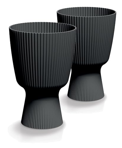 Tymar Blumentopf, Übertopf, 2er-Pack, Runde Form (DBMIS Grau, ø 19 cm)