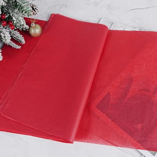MAMUNU 120 Blatt Seidenpapier für Geschenktüten, Rot Seidenpapier Geschenkpapier, Tissue Paper Bulk, Transparentpapier Bastelpapier für Geburtstag, Basteln, Hochzeit, Weihnachten, Party, 50 x 35 cm