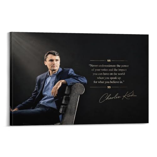 Hazzzey Charlie Kirk Poster Quote Canvas Vintage Wall Print 12x18in Frame