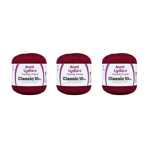 Image of Aunt Lydia's Classic 10 Cotton Crochet Thread, Burgundy, 3-Pack
