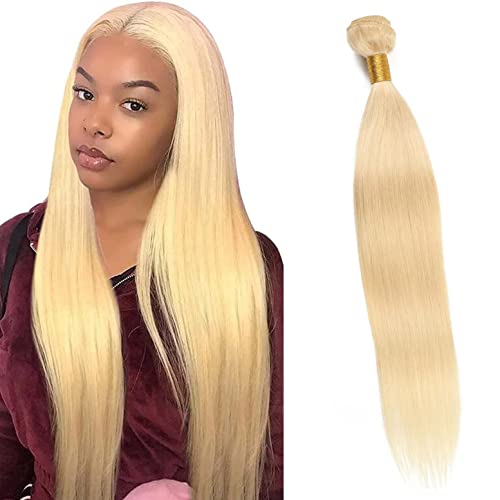 CYIKLI 613 Blonde Human Hair Bundles - 12A Grade Unprocessed Brazilian Virgin Straight Extensions for Women (1 Bundle, 24 Inch)