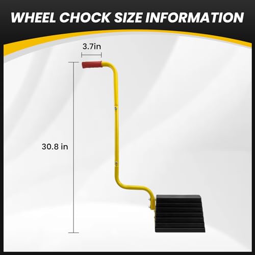 Image of HOXWELL 2 Pack Heavy Duty Rubber Wheel Chock with Handle, Sturdy Solid Anti Slip Wheel Stopper for All Weather Use -Trucks, RV, Travel Trailer, Pop Up Camper Accessory, 2 Pcs