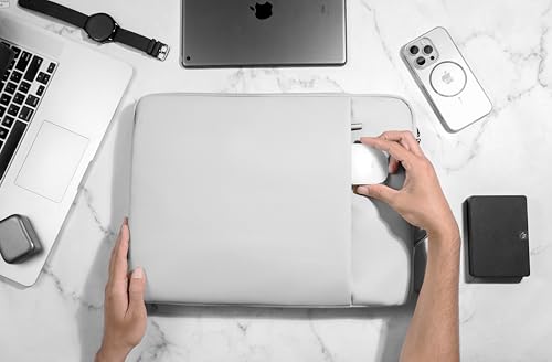 Image of RichAxis 13 inch Laptop Sleeve Cover Bag | Fits 12.5-13.3 inch Laptops & Tablet | Water-Resistant Fabric, Padded Interior | Ideal for Office, College & Travel (Light Grey, 13.3 Inch)