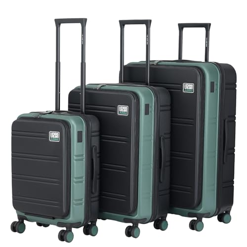 Image of Urban Jungle by Safari Hold-All Premium Top-Open Trolley Bag Set of 3, Cabin, Medium & Large Luggage, Hardside Polycarbonate Suitcase with 8 Silent Wheels and TSA Lock (Green)
