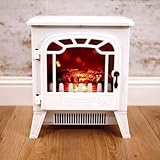 Marco Paul - Chimenea eléctrica con estufa de camping con luz LED, fuego eléctrico de calor ajustable, diseño montado en la pared o de pie, calentador de eficiencia energética, mejora del hogar, 2