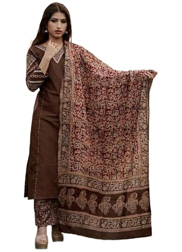 Image of ANNI Designer Women's Rayon Viscose Straight Kurta Set with Palazzo and Dupatta | Stylish Long Kurti Dress for Festive, Party, and Ethnic Wear