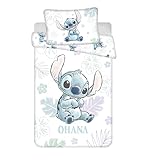 Disney Stitch Juego de Cama Junior | Funda de edredón de 100 x 135 cm + Funda de Almohada de 40 x 60 cm, 100% algodón | Juego de Cama para bebé pequeños |