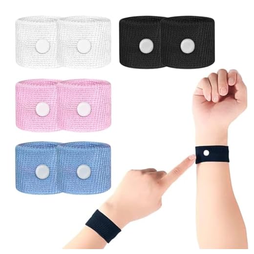 4 pares de pulseras antináuseas, pulseras de acupresión antináuseas, pulseras para mareos infantiles, pulsera de acupresión antináuseas, pulsera para mareos en auto