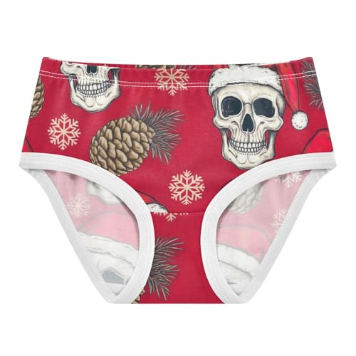 Personalized Girls Underwear Toddler 2t Cotton Panties Little Girl Funny Skulls Santa Hats Red Underpants Briefs
