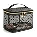 Tristan Home Clear Heart Pattern Travel Light Weight Cosmetic Makeup Transparent Toiletry Bag with Handle, Gold Zipper, Transparent (Black)