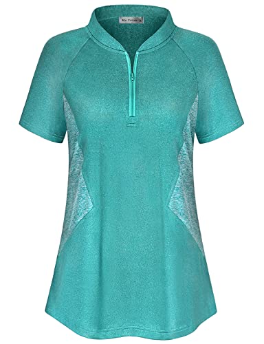 Image of MISS FORTUNE Women's Polo Shirts, Golf V-Neck Workout Tops, Moisture Wicking Ladies Golf Shirt Losse Fit for Tennis Yoga