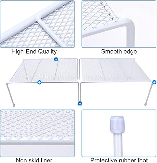 Mesh Set of 2 Kitchen Shelves Cabinet Storage Shelf Rack 13.1 x 10.2 Inch White