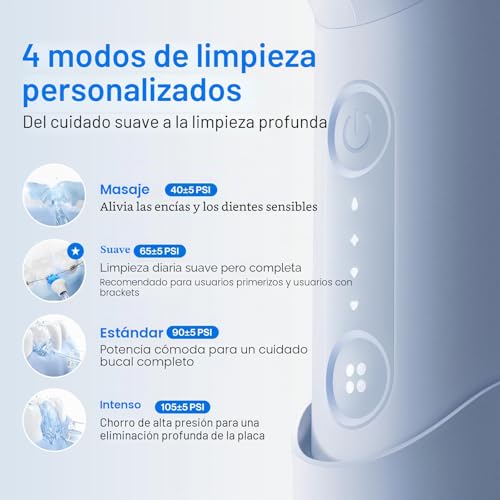 Miniatura 5 de Usmile Irrigador Bucal Portátil C10 95 Días De Duración De La Batería, 4 Modos De Limpieza, Depósito De 180 Ml, Ipx7 Resistente Al Agua, Ideal Para Viajes, Aparatos Ortopédicos, Implantes Y Encías