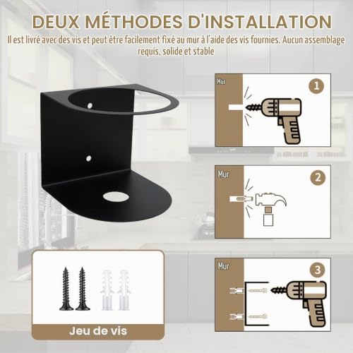 Support Aerosol, Support Mural pour Flacon Pulvérisateur, Support mural en acier pour flacon pulvérisateur, Support de Rangement pour la Maison ou le Travail Dans le Garage (1 Emplacements) – vue 4
