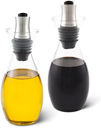 Cole & Mason H103028 Haverhill Oil & Vinegar Pourer | Oil Dispenser/Vinegar Dispenser | Glass/Stainless Steel | 210mm | Twin Set | Includes 2 x Oil Bottle/Vinegar Bottle | 2 Year Guarantee