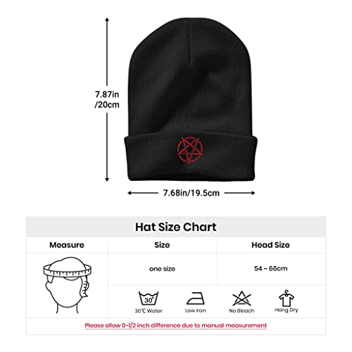 Image of Embroidery Goth Beanie Knit Hats for Men & Women, Embroidery Winter Hats Skull Cap