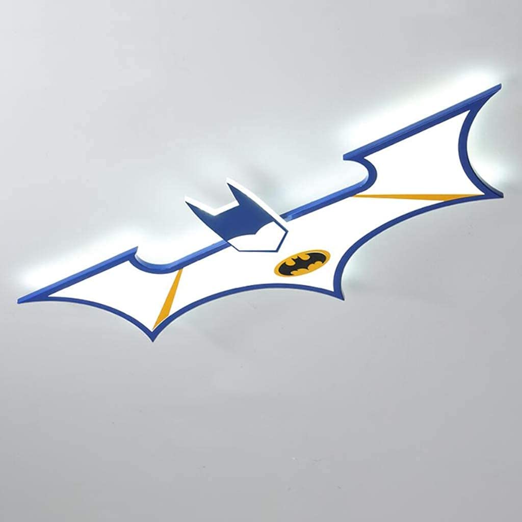 LED Plafonnier Pour Enfants Creative Batman Enfants Lampe De Plafond Dimmable Avec Télécommande Ultra Mince Acrylique Bande Dessinée Lampe Pour Enfants Chambre Salon Lustre Décorative Jaune,40cm38W