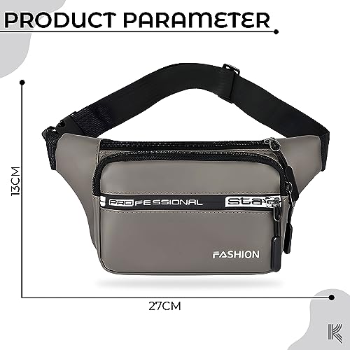 Image of Kraptick Premium Unisex Waist Bag for Men and Women - Stylish Fanny Pack, Hip Bag, Outdoor Waist Bag (Light Brown)