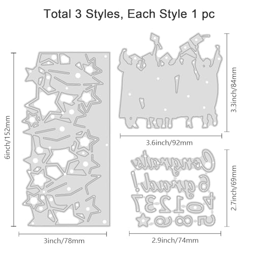 ORIGACH 2026 Graduation Metal Cutting Dies Congrats Grad Words and Background Die Cuts Embossing Stencils Template for DIY Scrapbooking Decorative Paper Card Making - Image 3
