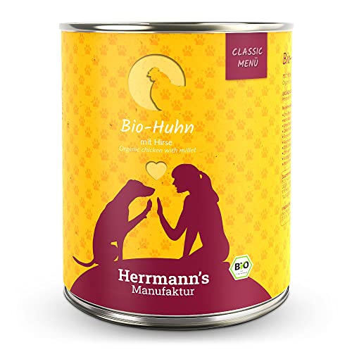 Herrmanns Bio Hundefutter Huhn Menu 2 mit Hirse, Kürbis, Zucchini 800 g, 6er Pack (6 x 800 g)