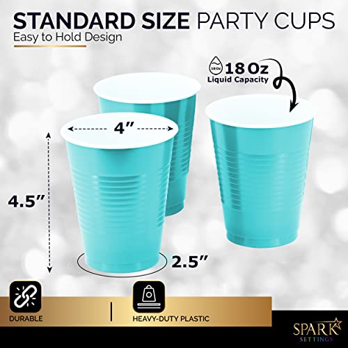 Amcrate Disposable Plastic Cups, Blue Colored Plastic Cups, 18-Ounce Plastic Party Cups, Strong And Sturdy Disposable Cups For Party, Wedding, Christmas, Halloween Party Cup, 50 Pack #TOP2