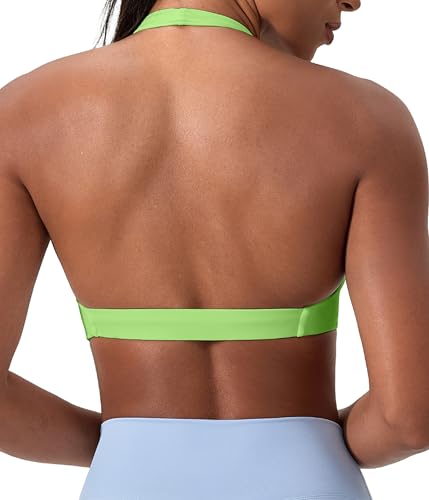 SPVISE Halter Sports Bras for Women Padded Yoga Bra Low Impact Gym Workout Bra Tank Open Back Twist Front V-Neck Everyday Bra2
