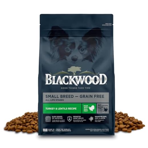 Blackwood Grain Free Small Breed Dry Dog Food, Turkey & Lentils Recipe, 4.5 Pound Bag for All Life Stages, Slow Cooked with Taurine and Fish Oil to Promote Heart Health