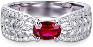 Oval Cut Ruby Vintage Ring for Women, Solid Gold over S925 Sterling Silver, Ideal Promise Ring for Her