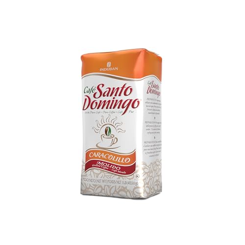 Image of Cafe Santo Domingo Caracolillo, 16 oz Bag, Ground Peaberry Coffee, Medium Roast - Product from the Dominican Republic (Pack of 1)