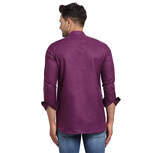 Image of SAIFOO Men's Rich Cotton Blind Short Kurta