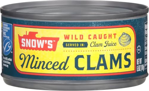 Image of Snow's Wild Caught Minced Clams Canned, 5g Protein Per Serving - Keto Friendly, 99% Fat Free 6.5 oz Can (Pack of 6)