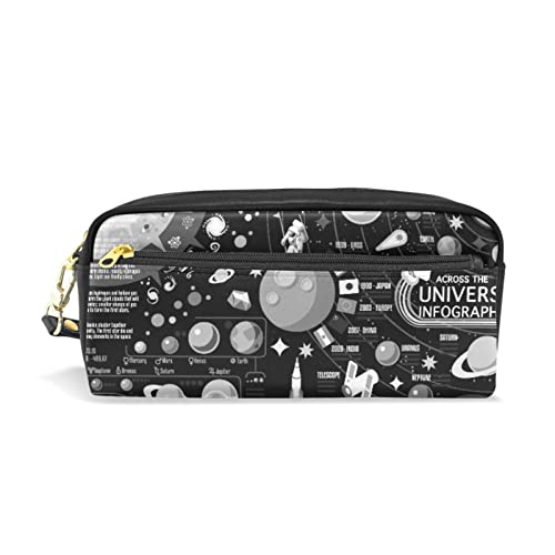 Astuccio con motivo tribale marocchino con piastrelle portoghesi colore astuccio per matite penne pennarelli articoli di cancelleria per scuola e ufficio pelle sintetica bianco nero