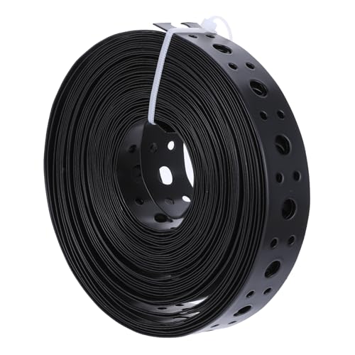 Metal Strap 1-Inch x 33FT 0.6mm Bendable Pipe Hanger Thin Metal Strapping with Holes Plumbers Strap Flexible Trimming for Pipe Supports Hanging, Black