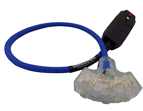 Webber Pro-Series GFCI Safety Extension Cable. GFCI Plug with Illuminated Triple Receptacle Block, 2.5'. Webber CW43541-IA (CW43541)