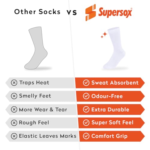Image of Supersox Regular School Uniform Socks for Kids, Made with Breathable, Anti Odour & Moisture Absorbent Combed Cotton with a Extra Durable Welt, Ideal For All Day Wear (Pack Of 5)