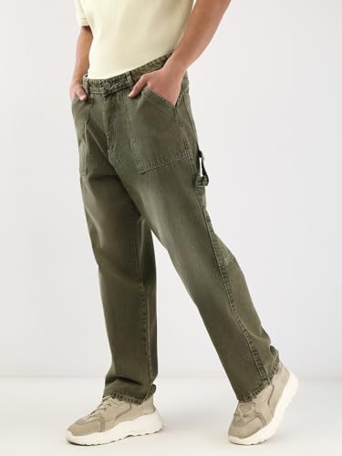 Image of Urbano Fashion Men's Loose Baggy Fit Cargo Carpenter Jeans with 6 Pockets Non-Stretchable