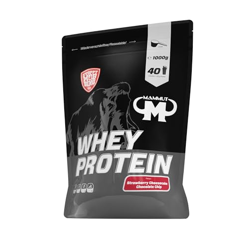 Mammut Nutrition Whey Protein, Strawberry Cheesecake Chocolate Chips, Molke, Eiweiß, Protein Shake, 1000 g
