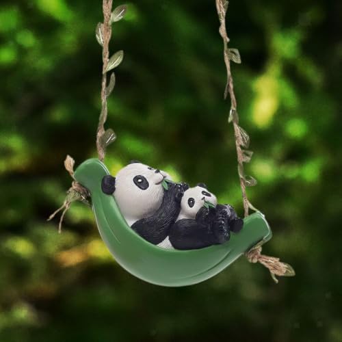 Image of The Decorshed Cute Panda Couple Swing Hanging Decor - Pack of 1 | Adorable Resin Showpiece for Home Dcor | Romantic Panda Figurine for Living Room, Bedroom, Gift Item
