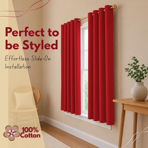 Native Fab Red 100% Cotton Curtain Panels 54" W x 63" L, Light Filtering Window Panels for Bedroom, Living Room, Farmhouse Decor by Native Fab - Used condition - Image 9