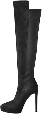 Only maker Women's Low Platform Over the Knee High Boots Sexy Pointed Toe Stiletto High Heel Boots