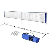 4,2/5,1 Meter verstellbares Badmintonnetz, schnelle Installation, mit Transporttasche, 83-158 cm höhenverstellbar, für Federball Tennis, Volleyball (5,1 Meter)
