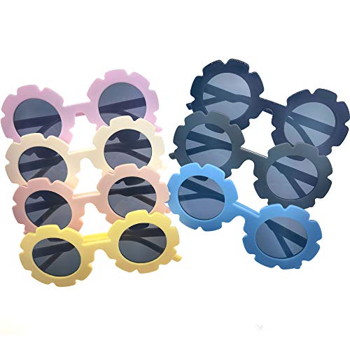 Ez Tuxedo 2 Pcs Sunglasses For Kids Round Flower Cute Glasses Uv 400 Protection Children Girl Boy Gifts(2 Pcs) (White) #TOP1