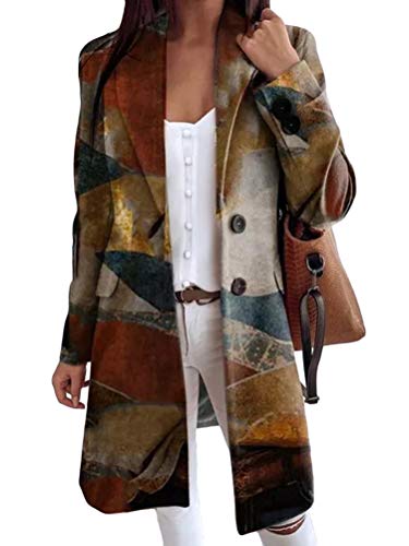 Manteau de laine vintage imprimé art chic veste femme élégante ajustée